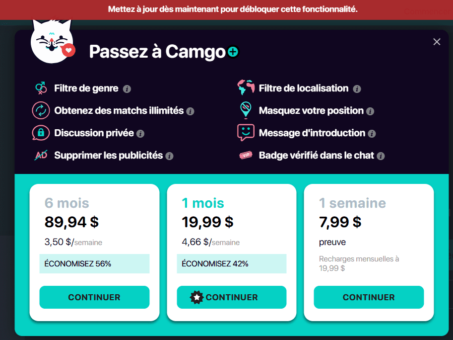 Combien coûte Camgo prix