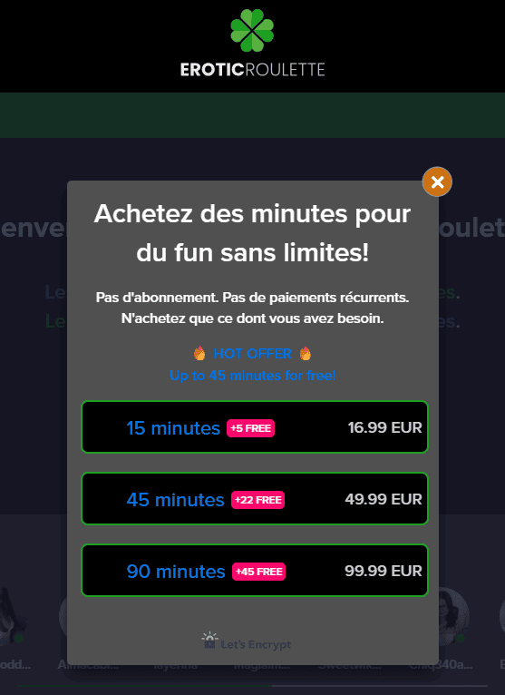 EroticRoulette : Le trèfle porte-poisse qui plume votre compte en banque 2 Combien coûte EroticRoulette pris